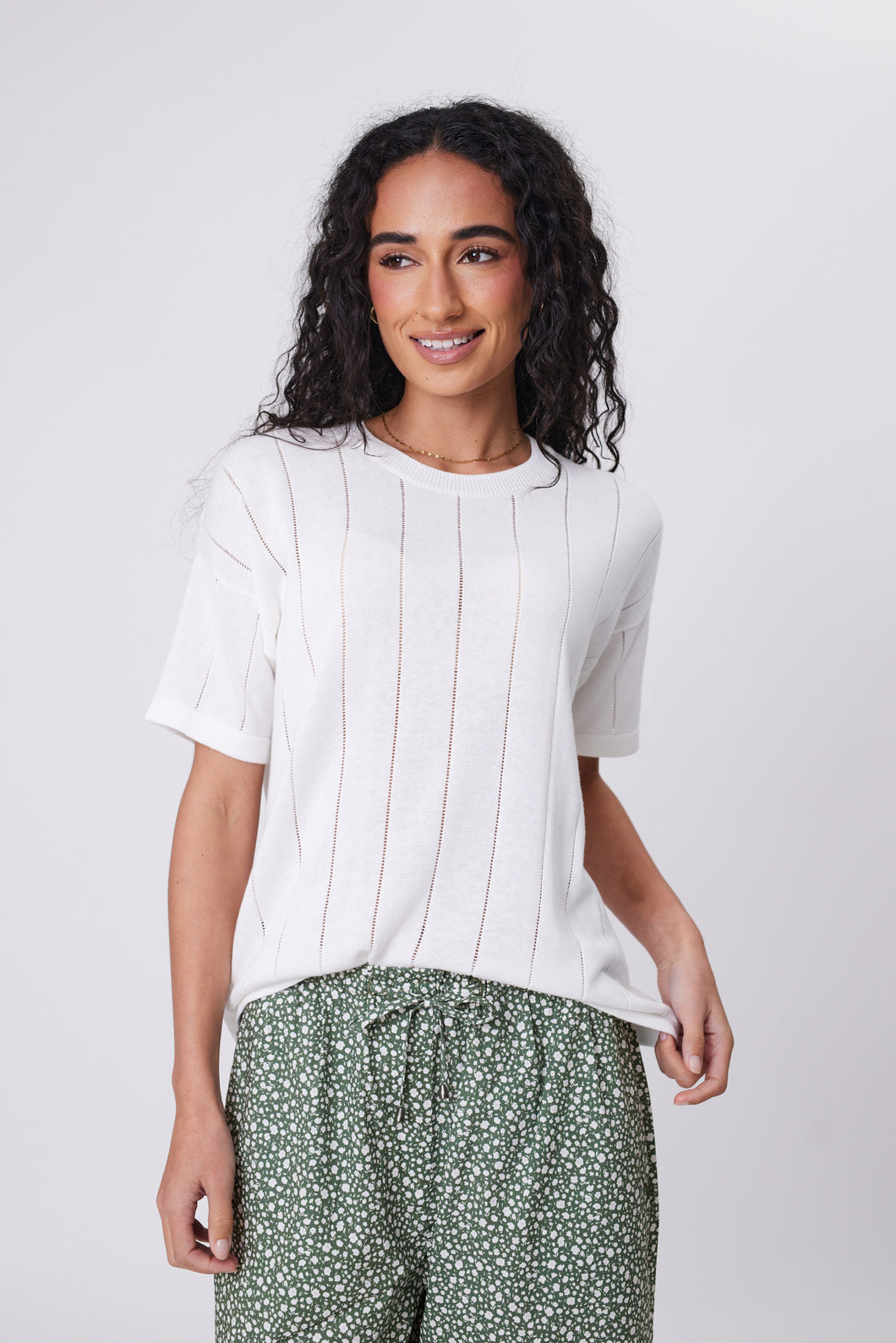 MARLOW EMBER KNIT TEE CHALK