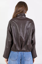 Load image into Gallery viewer, STORIES BE TOLD ENSEMBLE FUNNEL NECK ZIP THROUGH JACKET CHOCOLATE

