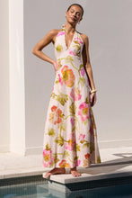 Load image into Gallery viewer, GEORGIA ZOE ESCAPISM PINK FLORAL TIE NECK HALTER MAXI DRESS
