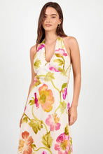 Load image into Gallery viewer, GEORGIA ZOE ESCAPISM PINK FLORAL TIE NECK HALTER MAXI DRESS
