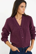 Load image into Gallery viewer, STORIES BE TOLD ESSENCE PLUM V NECK RIB KNIT CARDIGAN
