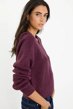 Load image into Gallery viewer, STORIES BE TOLD ESSENCE PLUM V NECK RIB KNIT CARDIGAN
