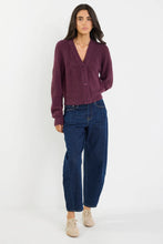 Load image into Gallery viewer, STORIES BE TOLD ESSENCE PLUM V NECK RIB KNIT CARDIGAN
