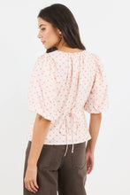 Load image into Gallery viewer, STORIES BE TOLD EVENTUAL BLUSH CHOCOLATE POLKA DOT MID SLEEVE FIT AND FLARE TOP
