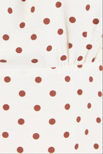Load image into Gallery viewer, STORIES BE TOLD EVENTUAL IVORY CHOCOLATE POLKA DOT MID SLEEVE FIT AND FLARE TOP
