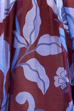 Load image into Gallery viewer, COMING SOON | AMONG THE BRAVE EXPEDITION BURGUNDY BLUE FLORAL SHIRRED NECK SHORT SLEEVE TOP
