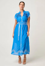 Load image into Gallery viewer, ONCE WAS XANTHIA DIAMOND SMOCK DRESS BLUE TOPAZ
