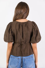 Load image into Gallery viewer, STORIES BE TOLD FINALI CHOCOLATE PUFF SHORT SLEEVE TOP
