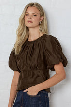 Load image into Gallery viewer, STORIES BE TOLD FINALI CHOCOLATE PUFF SHORT SLEEVE TOP
