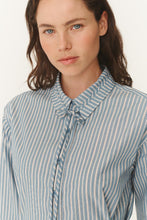 Load image into Gallery viewer, ROWIE FRANKIE TIE LONGSLEEVE SHIRT DUSTY BLUE STRIPE
