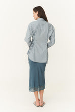 Load image into Gallery viewer, ROWIE FRANKIE TIE LONGSLEEVE SHIRT DUSTY BLUE STRIPE
