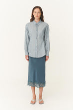 Load image into Gallery viewer, ROWIE FRANKIE TIE LONGSLEEVE SHIRT DUSTY BLUE STRIPE
