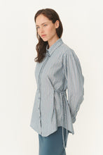 Load image into Gallery viewer, ROWIE FRANKIE TIE LONGSLEEVE SHIRT DUSTY BLUE STRIPE
