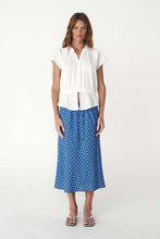 Load image into Gallery viewer, ROWIE FRANNIE SILK MIDI SKIRT CORNFLOWER SPOT

