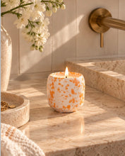 Load image into Gallery viewer, FLO'S HOME ORANGE SPLASH GLAZED CERAMIC SOY WAX CANDLE

