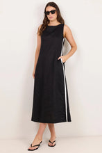 Load image into Gallery viewer, STOREIS BE TOLD FUTURE BLACK LINEN SLEEVELESS MIDI DRESS
