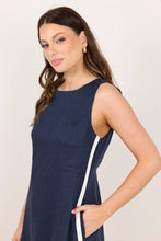 Load image into Gallery viewer, STORIES BE TOLD FUTURE INK LINEN SLEEVELESS MIDI DRESS
