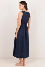 Load image into Gallery viewer, STORIES BE TOLD FUTURE INK LINEN SLEEVELESS MIDI DRESS
