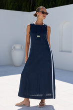 Load image into Gallery viewer, STORIES BE TOLD FUTURE INK LINEN SLEEVELESS MIDI DRESS
