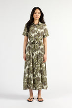 Load image into Gallery viewer, TUESDAY GODET SHIRT DRESS OLIVE PAISLEY
