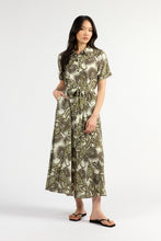 Load image into Gallery viewer, TUESDAY GODET SHIRT DRESS OLIVE PAISLEY
