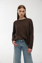 Load image into Gallery viewer, KINNEY WILLA CABLE KNIT CHOCOLATE

