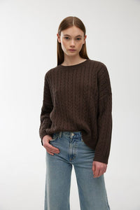 KINNEY WILLA CABLE KNIT CHOCOLATE