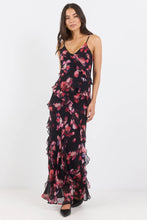 Load image into Gallery viewer, ARRIVING 12.8 | GEORGIA ZOE GALORE BLACK PINK ABSTRACT PRINT BIAS RUFFLE SLIP MAXI DRESS
