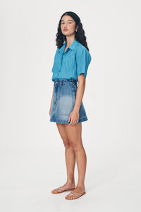 ROWIE GEORGIA DENIM MINI SKIRT CLASSIC WASH