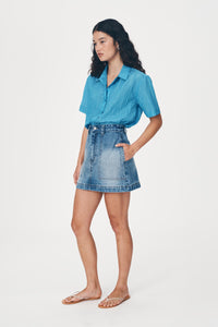 ROWIE GEORGIA DENIM MINI SKIRT CLASSIC WASH