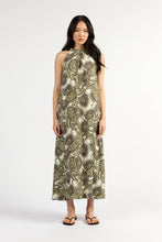 Load image into Gallery viewer, TUESDAY HALTER DRESS OLIVE PAISLEY
