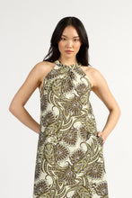 Load image into Gallery viewer, TUESDAY HALTER DRESS OLIVE PAISLEY
