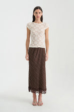 Load image into Gallery viewer, ROWIE MARINA SILK MIDI SKIRT CACAO SPOT
