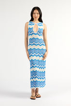 Load image into Gallery viewer, TUESDAY HORIZON DRESS BLUE CHEVRON
