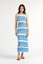 Load image into Gallery viewer, TUESDAY HORIZON DRESS BLUE CHEVRON

