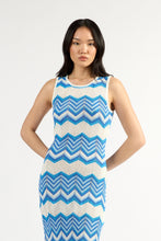 Load image into Gallery viewer, TUESDAY HORIZON DRESS BLUE CHEVRON
