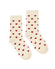 Load image into Gallery viewer, KATHRYN WILSON HEART SOCKS CREAM/RED
