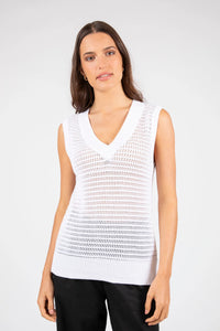 NOVELLA MESH KNIT VEST WHITE