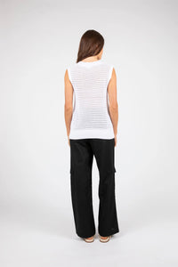 NOVELLA MESH KNIT VEST WHITE