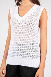 NOVELLA MESH KNIT VEST WHITE