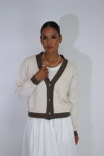 Load image into Gallery viewer, TATANO CONTRAST CARDI SAND/CHOCOLATE
