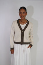 Load image into Gallery viewer, TATANO CONTRAST CARDI SAND/CHOCOLATE
