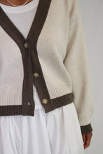 Load image into Gallery viewer, TATANO CONTRAST CARDI SAND/CHOCOLATE
