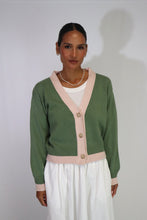Load image into Gallery viewer, TATANO CONTRAST CARDI OLIVE/BLUSH
