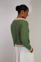 Load image into Gallery viewer, TATANO CONTRAST CARDI OLIVE/BLUSH
