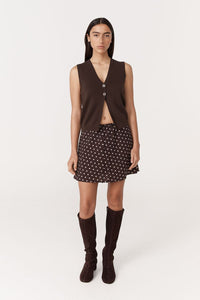 ROWIE FRANNIE SILK MINI SKIRT CACAO SPOT
