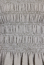Load image into Gallery viewer, AMONG THE BRAVE IMPULSIVE KHAKI MINI GINGHAM SHIRRED SLEEVELESS TOP
