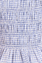 Load image into Gallery viewer, AMONG THE BRAVE IMPLUSIVE BLUE MINI GINGHAM SHIRRED SLEEVELESS TOP

