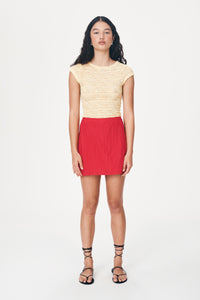 ROWIE JOLE SILK MINI WRAP SKIRT TRUE RED