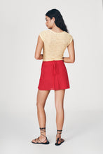 Load image into Gallery viewer, ROWIE JOLE SILK MINI WRAP SKIRT TRUE RED
